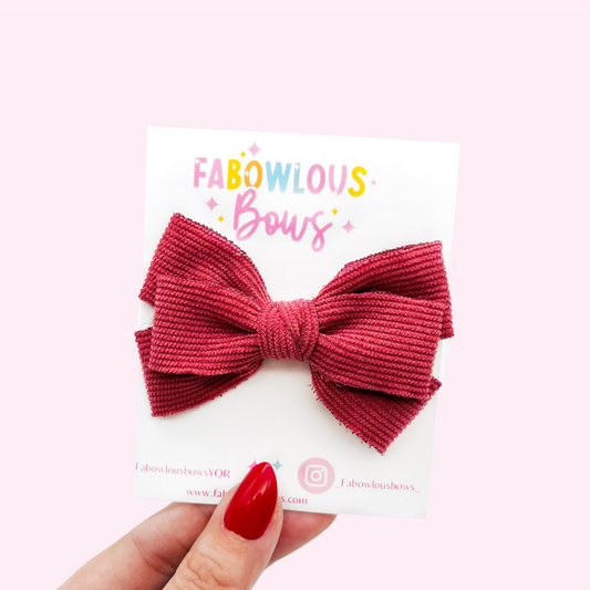 Dusty Red Rose // Corduroy Bow