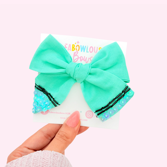 Hand-tied Sequin Crayon • Teal