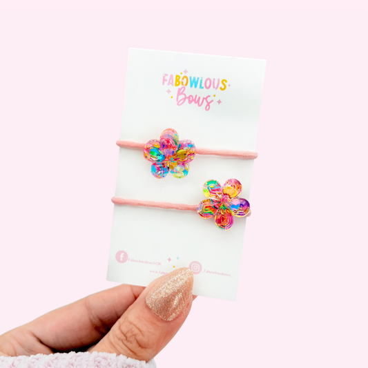 Rainbow Flower • Hair-tie Set