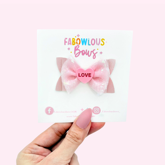 Candy Hearts Cutie - Elegant Tulle Bow Light Pink