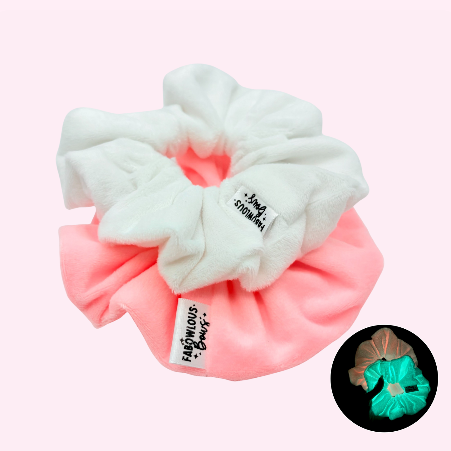 Plush Pink or White Glow In The Dark // Scrunchie 3 for $25