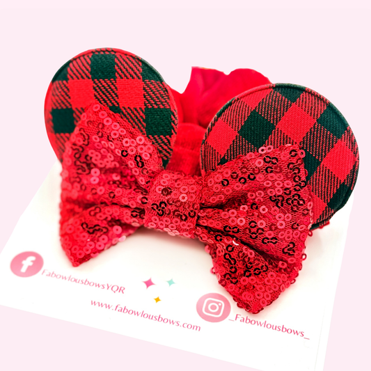 Scrunchie Ears // Buffalo Plaid
