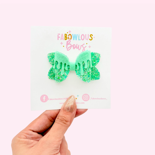 Ice Cream Drip Bow • Mint