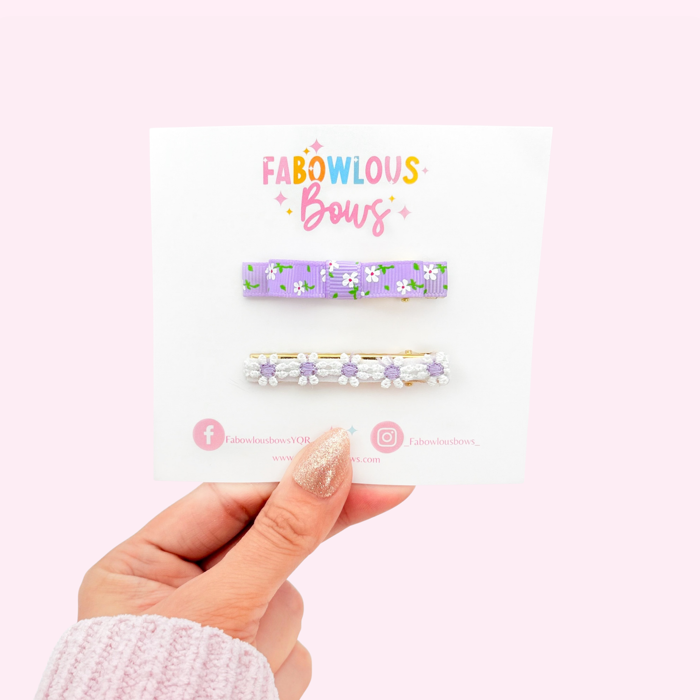 Daisy Floral Bar Clip Set • Purple