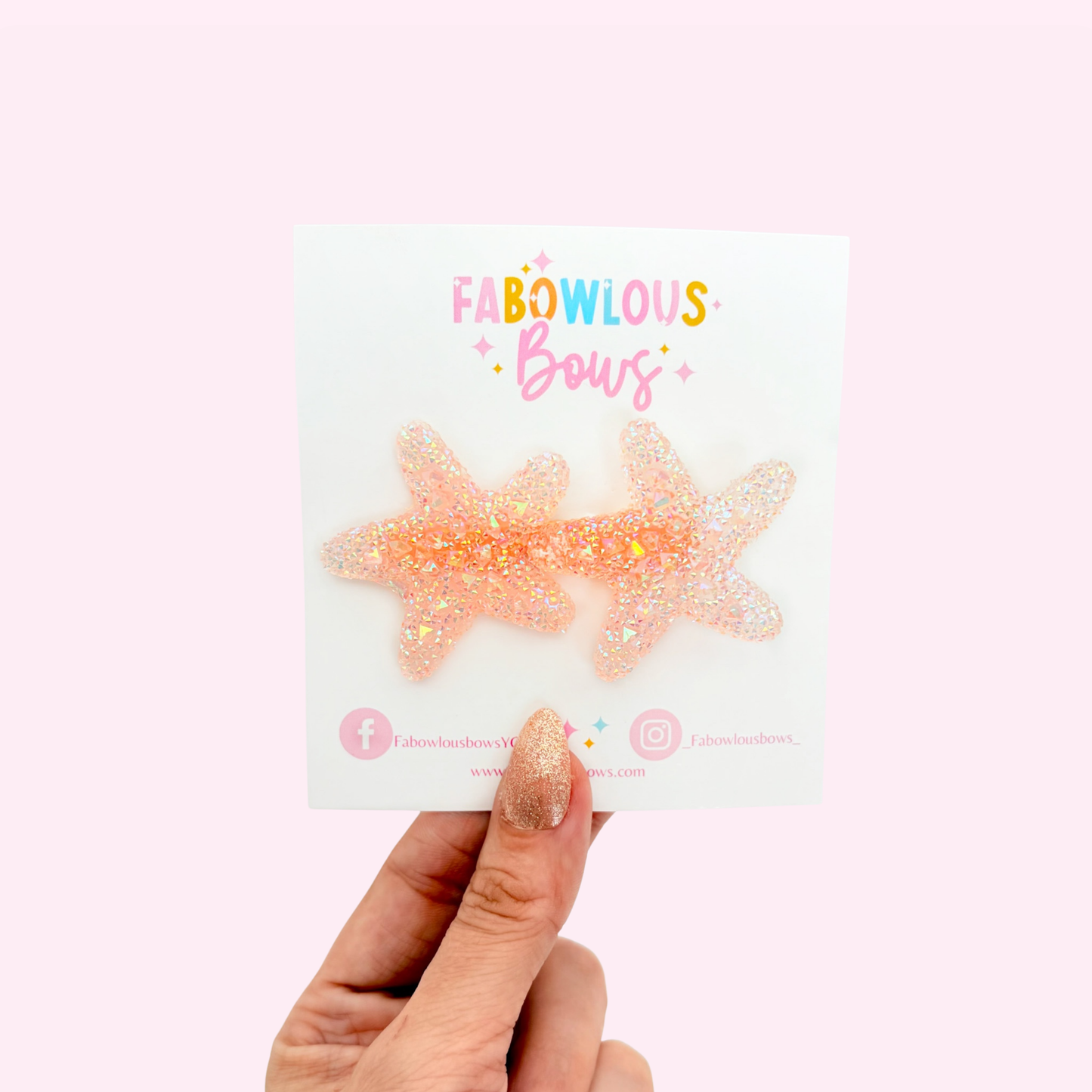 Crystal Starfish • Peachy Pink Bar Clip