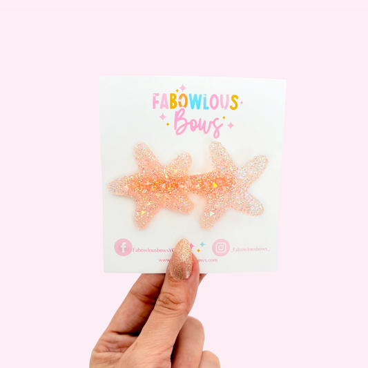 Crystal Starfish • Peachy Pink Bar Clip
