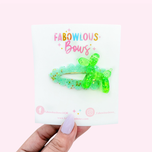 Balloon Animal Glitter Green // Deluxe Clip