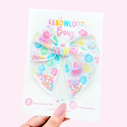 Candy Hearts - Confetti Fabric Fable Bow