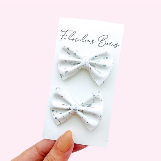 Mini Pinch Pigtails // Foil Speckled White