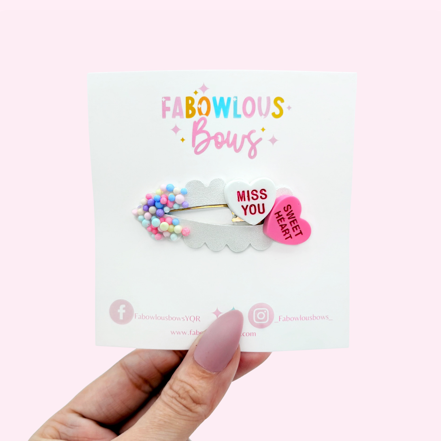 White Funfetti Candy Hearts - Deluxe Clip