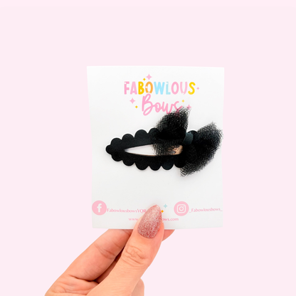 Black Tulle Bow • Deluxe Clip