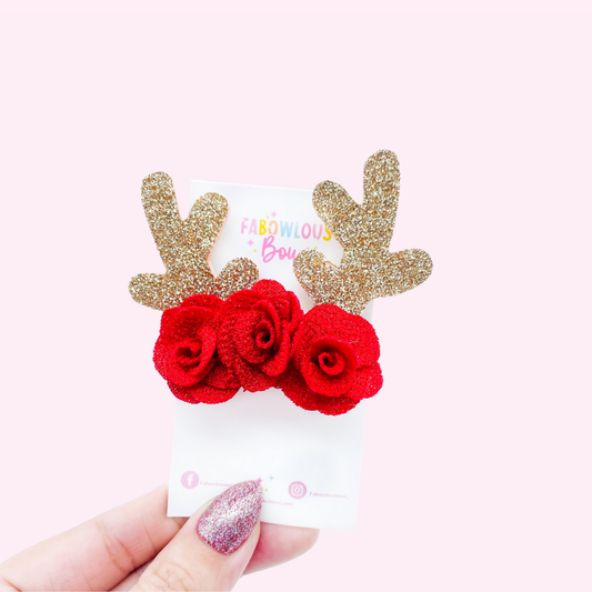 Reindeer Floral // Bar Clip