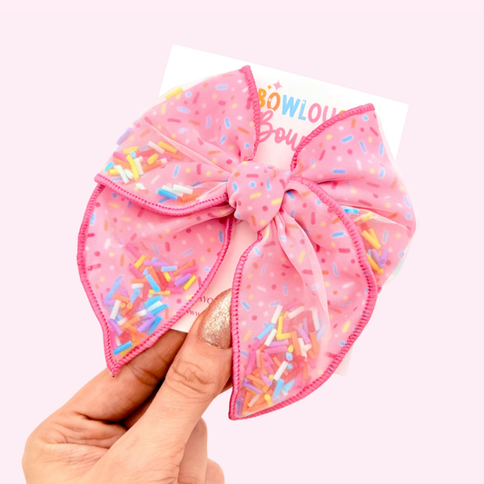 Pink Sprinkles • Confetti Fabric Fable Bow