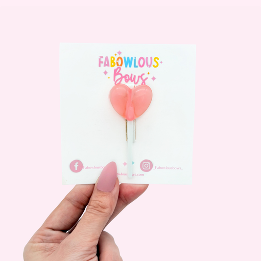 Heart Lollipop Hairclip - Peach Pink