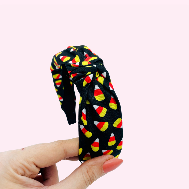 Black Candy Corn // Knotted Headband **Tracked Shipping Only**