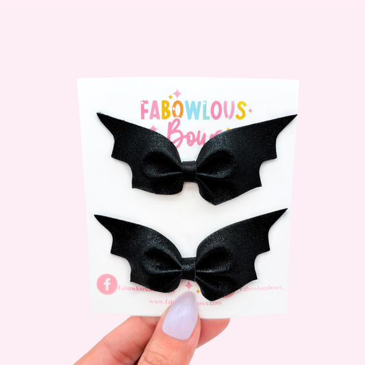 Black Glitter Bat // Pinch Bow Pigtails