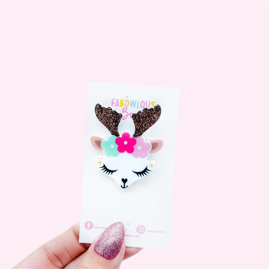 Floral Deer // Acrylic Clip (3 for 10)