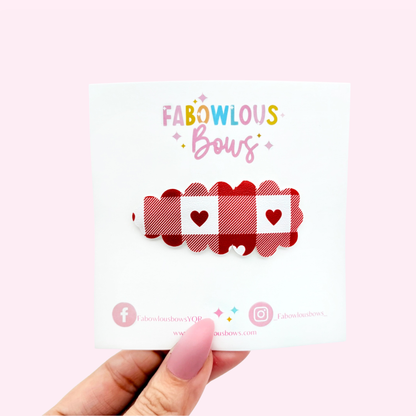 Gingham Hearts - Snap Clip - 3 for $10