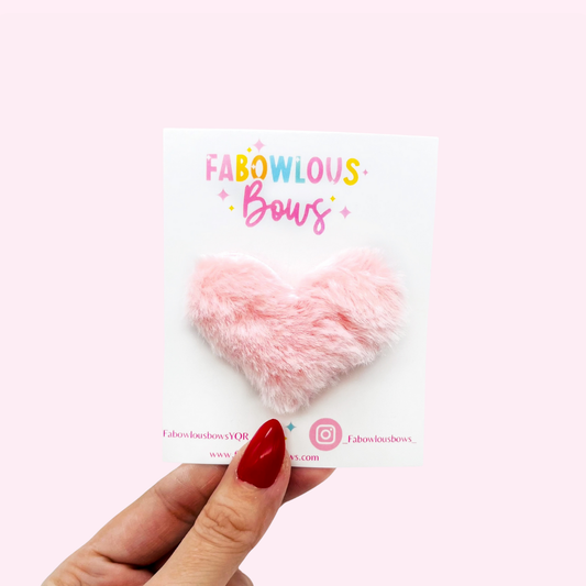 Fuzzy Pink Hearts // Bar Clip