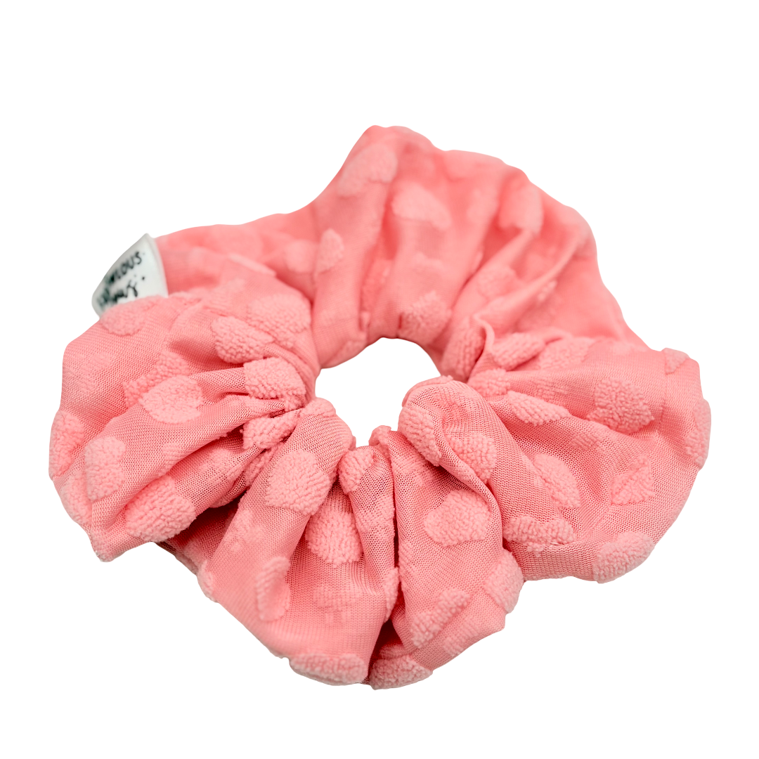 Pink Fuzzy Hearts - Scrunchie - 3 for $25