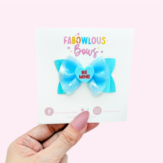 Candy Hearts Cutie - Elegant Tulle Bow Blue