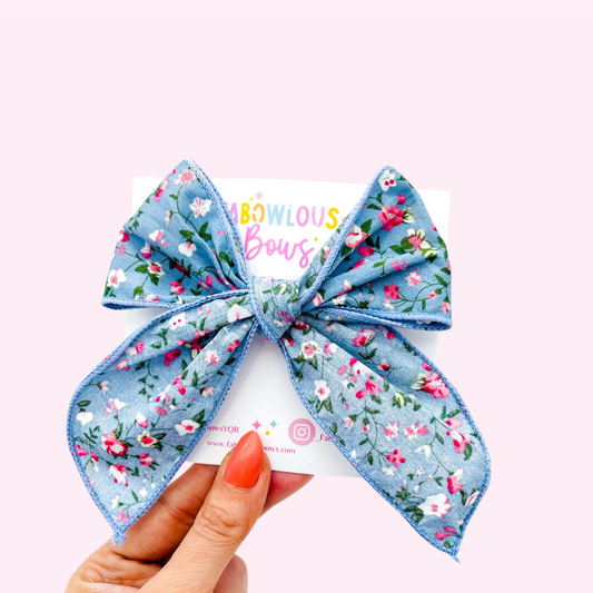 Blue Floral // Fabric Fable Bow