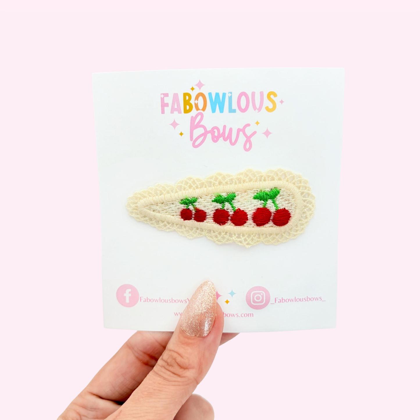 Boho Lace Cherries • Specialty Snap Clip •