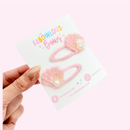 Simply Seashells • Pink • Snap Clip Pigtail Set