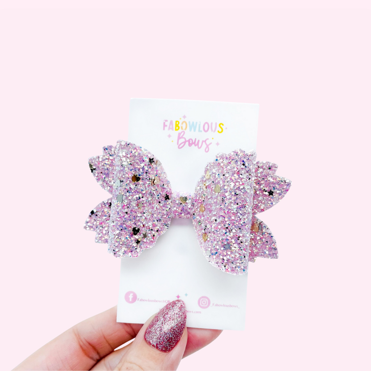 New Years Pink Glitter Bow