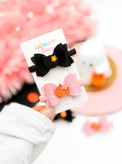 Pretty Floral Pumpkin • Bar Clip Bow