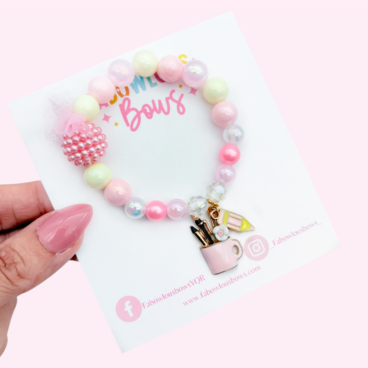 Pink Pencil Charm Cup // Bracelet