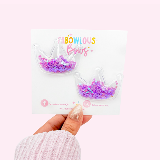 Purple Princess Crown Confetti • Pigtail Set