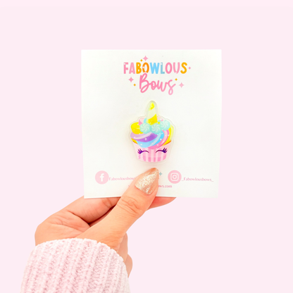 Unicorn Cupcake • Acrylic Clip • (3 for 10)