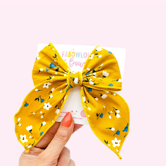 Mustard Floral // Fable Fabric Bow