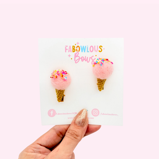 Sprinkle Ice Cream Pop • Light Pink • Pigtail Set