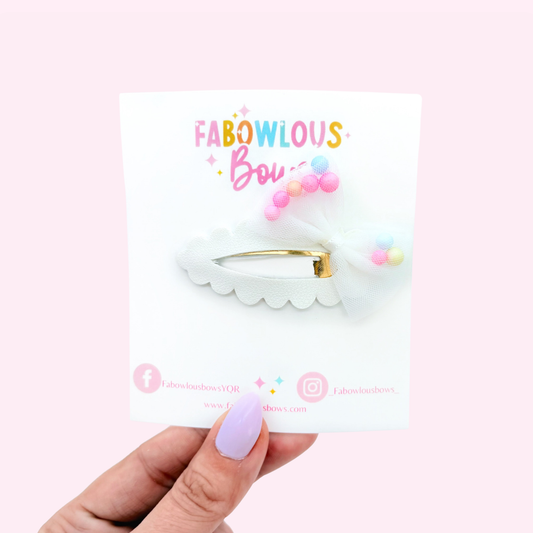 Tulle Sprinkle Clip White // Deluxe Clip