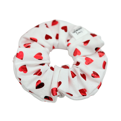 White & Red Foil Hearts - Scrunchie - 3 for $25