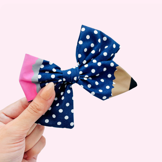 Navy Polka Dot Pencil // Hand Tied