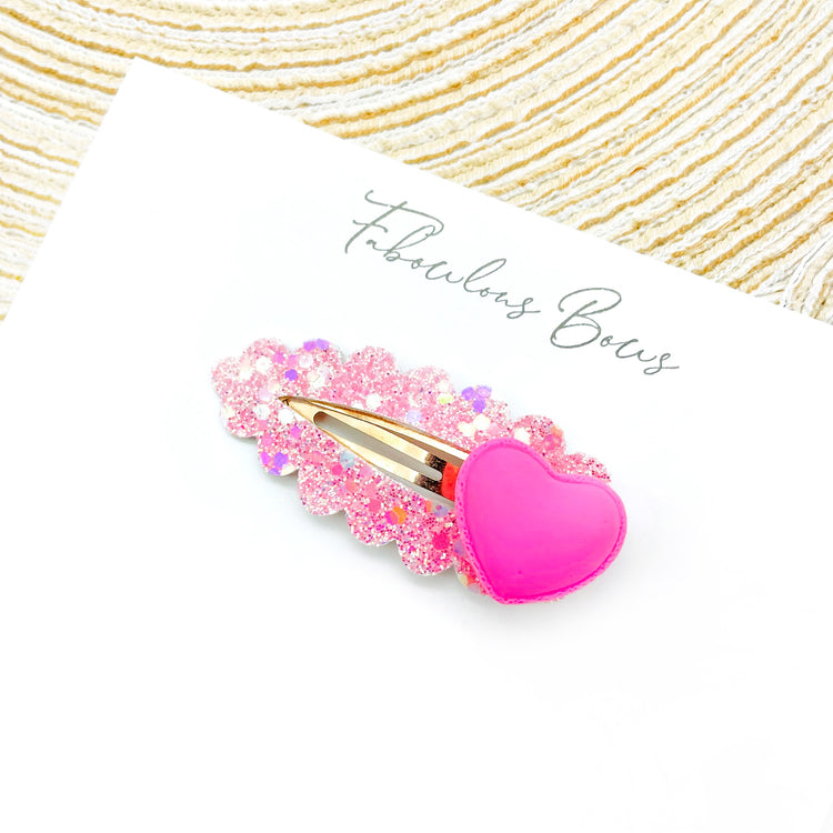 Bright Pink Macaron Heart // Deluxe Clip
