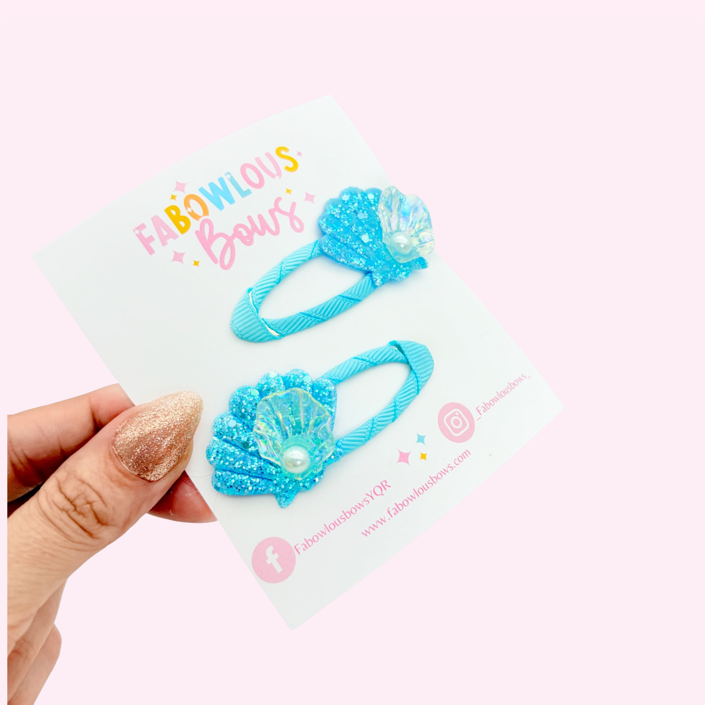 Simply Seashells • Blue • Snap Clip Pigtail Set
