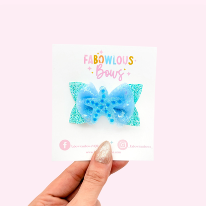 Seashell Sweetness • Elegant Tulle Bow Blue