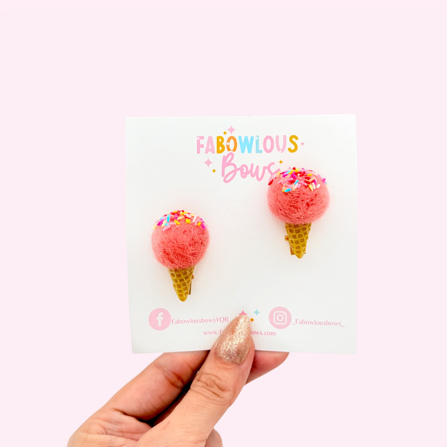 Sprinkle Ice Cream Pop • Coral • Pigtail Set