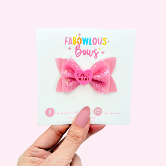 Candy Hearts Cutie - Elegant Tulle Bow Pink