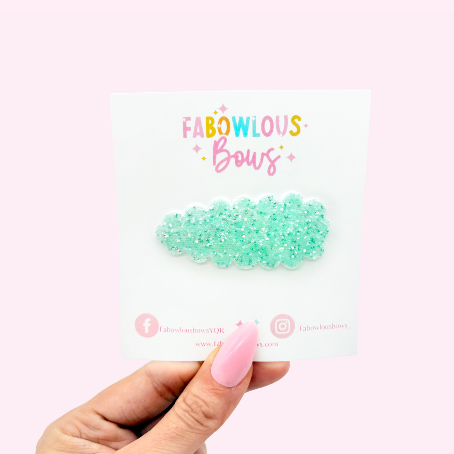 Glitter Mint Pastel // Snap Clip - 3 for $10