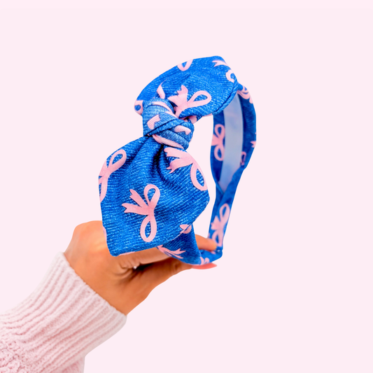 Dark Denim Bows • Knotted Fabric Headband