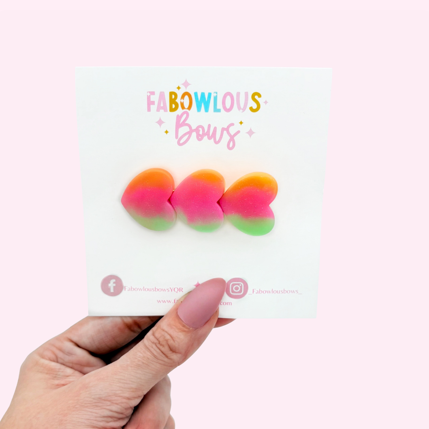 Tie Dye Trio Hearts - Sherbert Bar Clip