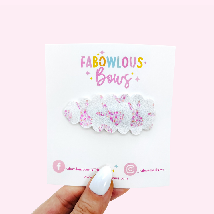 Pink Foral Bunny // Snap Clip - 3 for $10