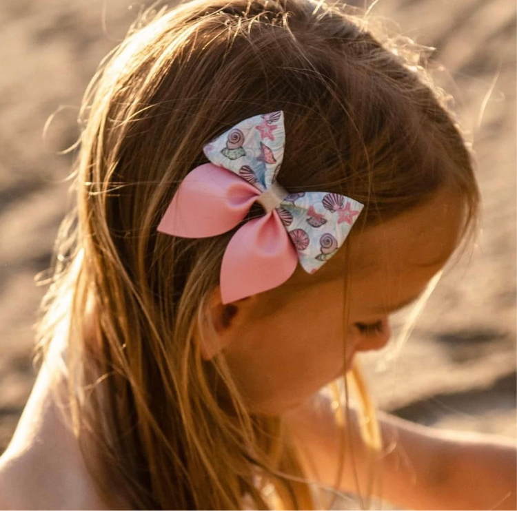 Polka Dot Pink Floral // Sailor Bow