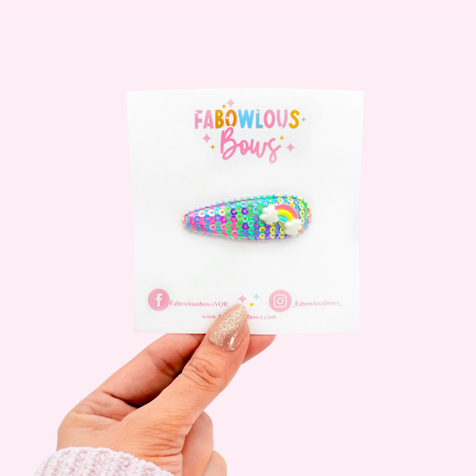 Sequin Rainbow Snap Clip
