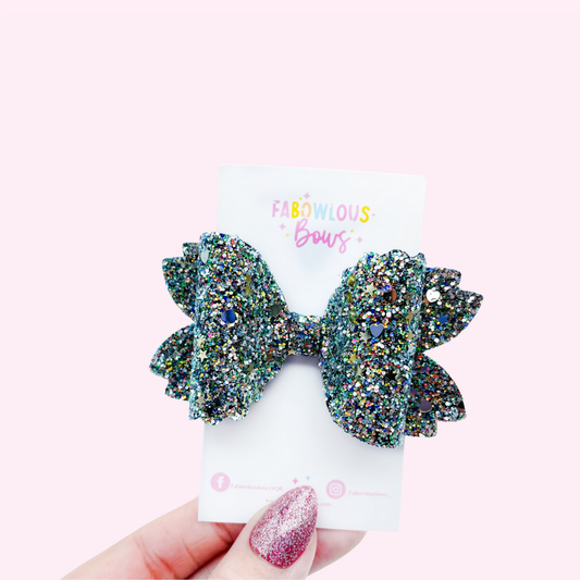 New Years Disco Glitter Bow